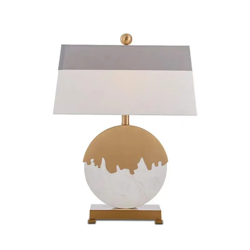 European marble art fabric metal base bedroom bedside living room creative desk lamp