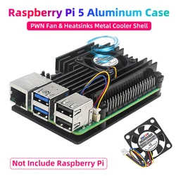 라즈베리 파이 5 용 알루미늄 케이스, PWN 선풍기 실리콘 방열판, 액티브 패시브 냉각 라디에이터 쿨러, 금속 쉘