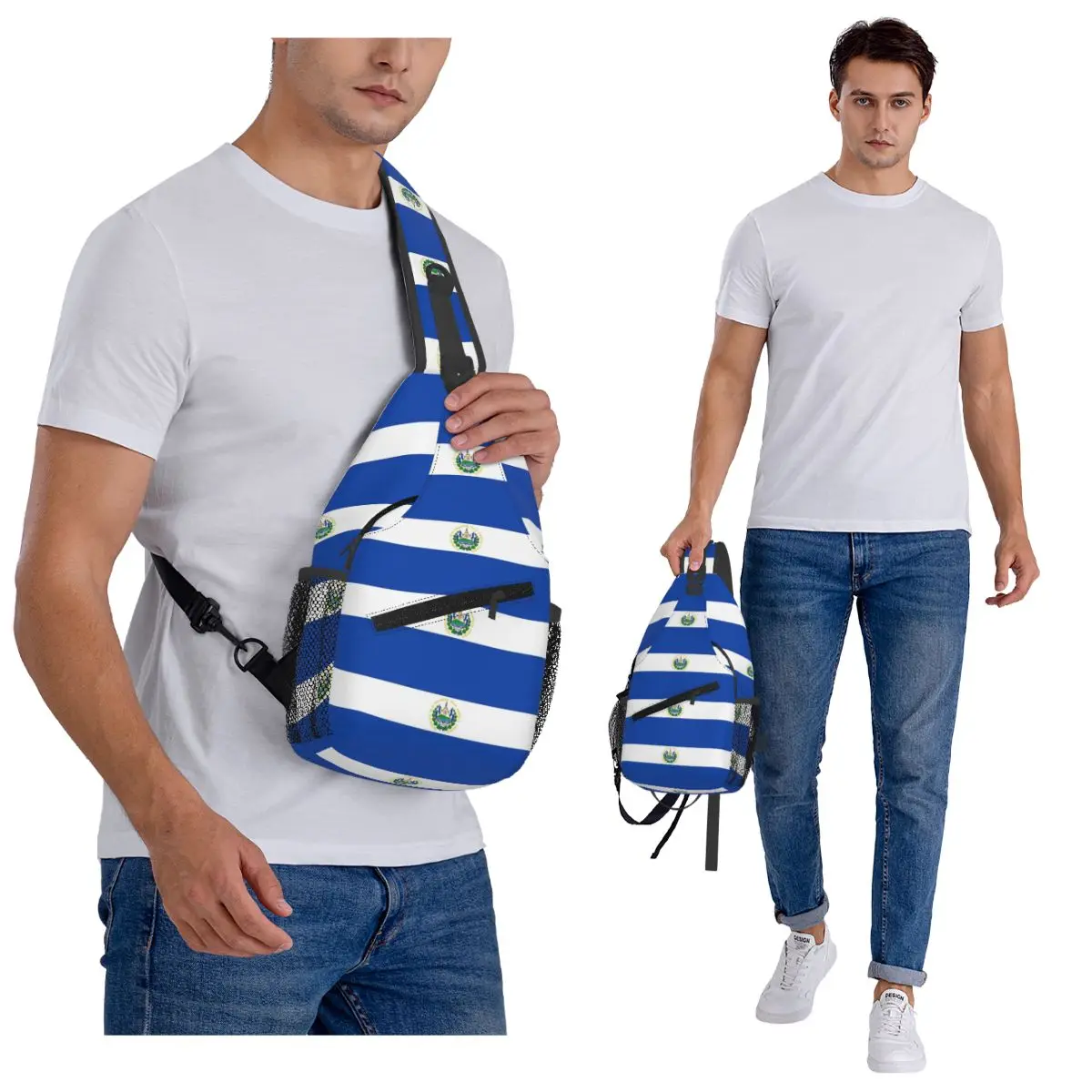 السلفادور العلم الهدايا حقيبة الصدر الرجال حبال Crossbody على ظهره حقيبة صدر للرجال السفر المشي لمسافات طويلة Daypack حقيبة الكتف