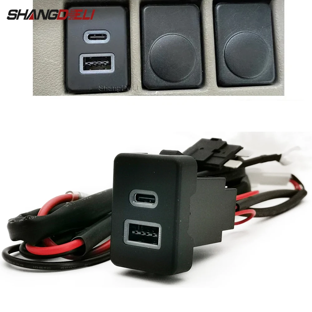 

Автомобильный красный светодиодный светильник, двойной QC3.0 USB Type C, зарядное устройство для телефона, адаптер для зарядки, подходит для аксессуаров Ford Transit