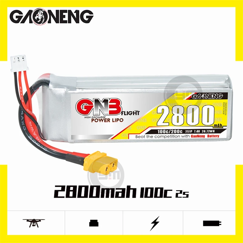 Gaoneng Gnb 2800Mah 2S/3S/4S/5S/6S 7.4V/11.1V/14.8V/18.5V/22.2V 100c Lipo Batterij Met Xt60 Plug Voor Fpv race Drone Vaste Vleugel