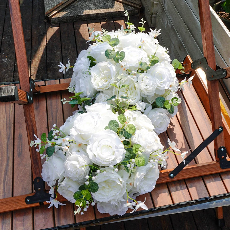 30/40cm White Baby Breath Rose green leaf Artificial Flower Ball Wedding Table Centerpiece Deco Floral Event Party Prop