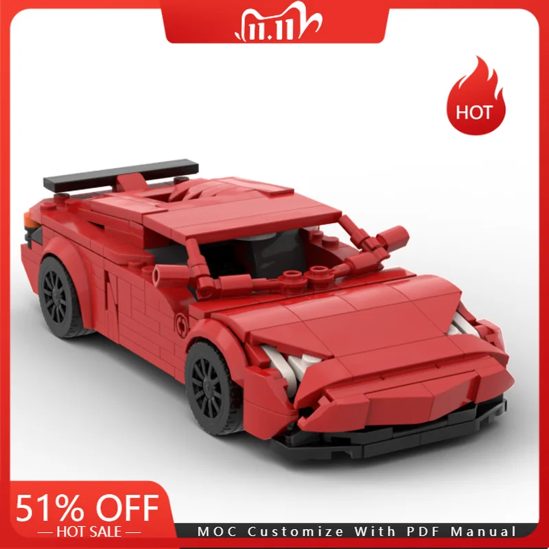 ตัวต่อรถแข่งซูเปอร์คาร์สีแดง 527 ชิ้น ชุดตัวต่อเทคโนโลยี รถแข่งความเร็วสูง ของเล่นตัวต่อสำหรับเด็กและผู้ใหญ่ ของขวัญคริสต์มาส