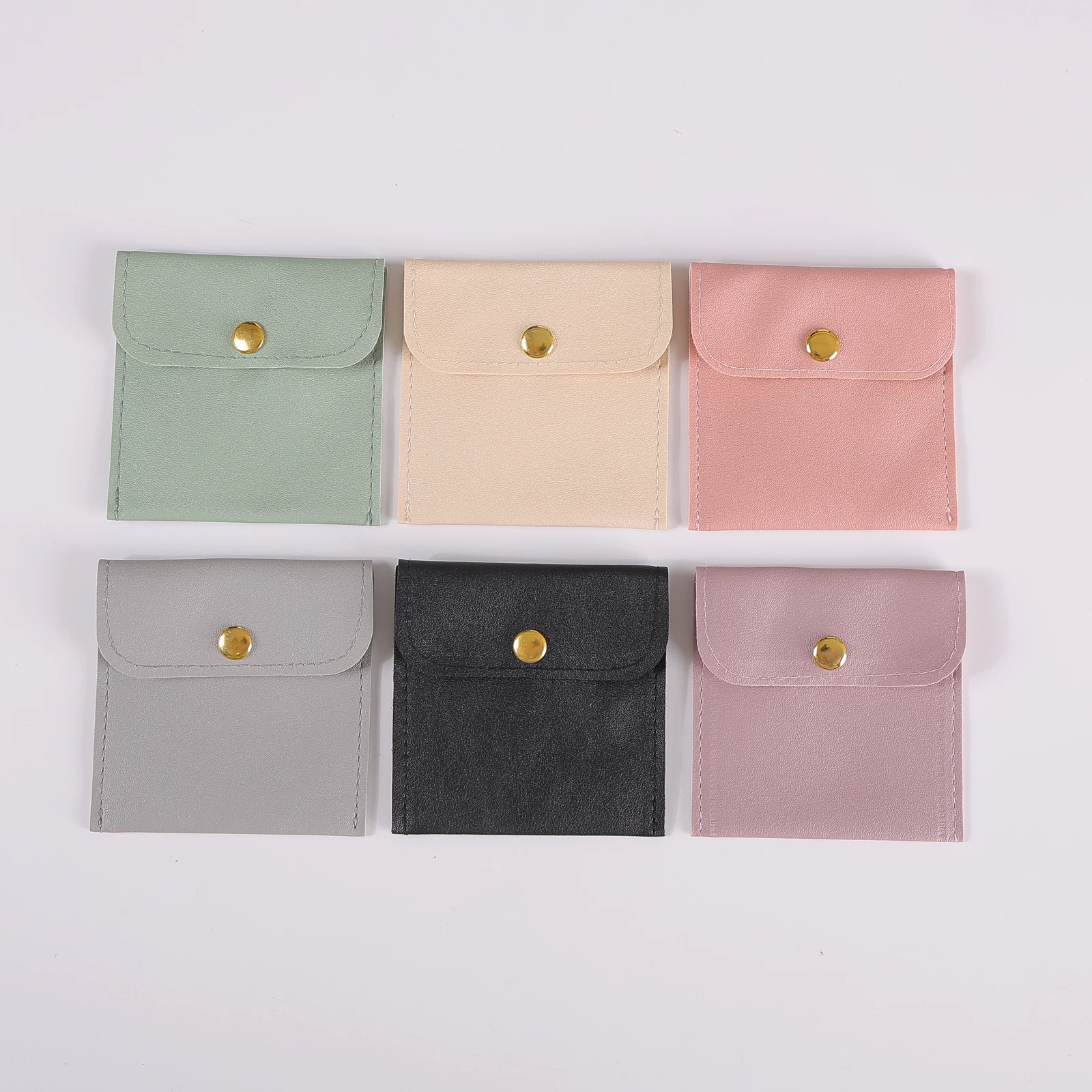 50Pcs PU Leather Jewelry Storage Bags Mini Portable Snap Button Jewelry Pouch Organizer for Necklaces Earrings Rings Bracelets