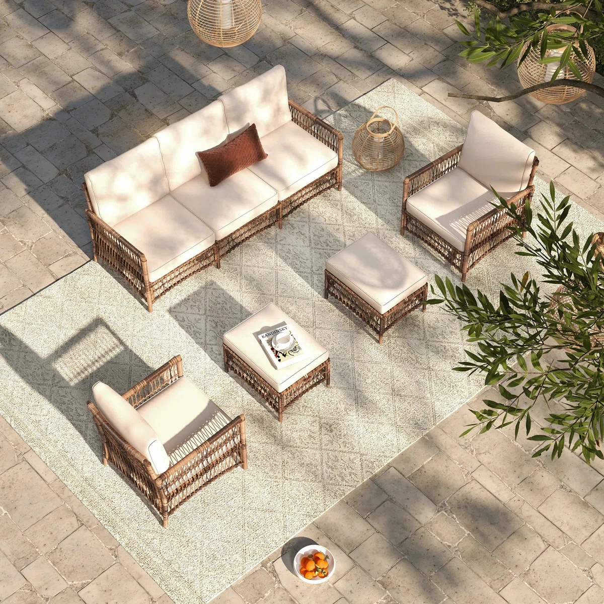 Outdoor Furniture Easy To Clean - ！@Dwoo Durable PE Wicker 5 Piece