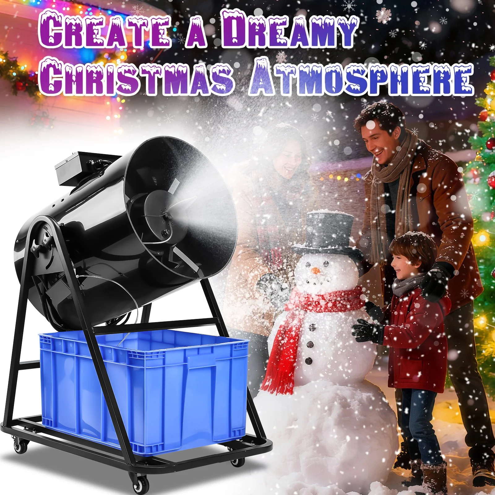 3000W Snow Machine, Outdoor Snowflake Maker for Pool Parties, Cannon Christmas New Year Winter Snowmaking Equipment