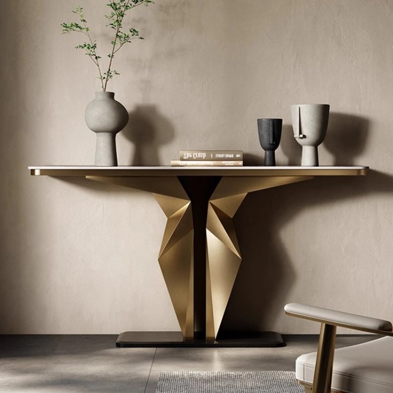 Entryway counter stainless steel entryway table directly opposite door extremely narrow corridor, corridor and obse