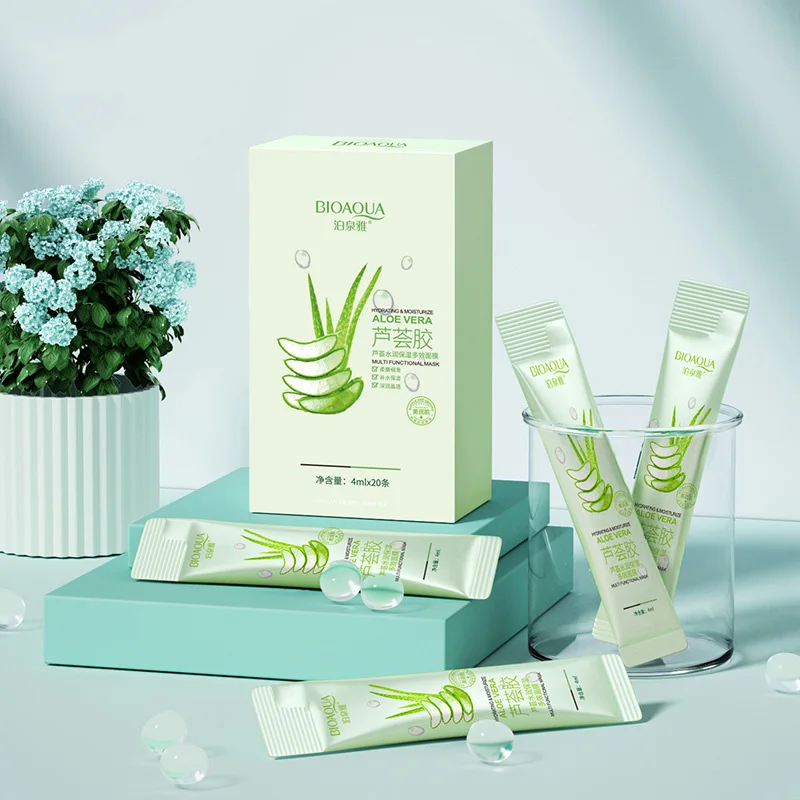Aloë Vera Hydraterende Verfrissende Multi Effect Slaapmasker Zachte Olie Controle Fleuren Verbeteren Droogheid Gezichtsverzorging 20 Pcs