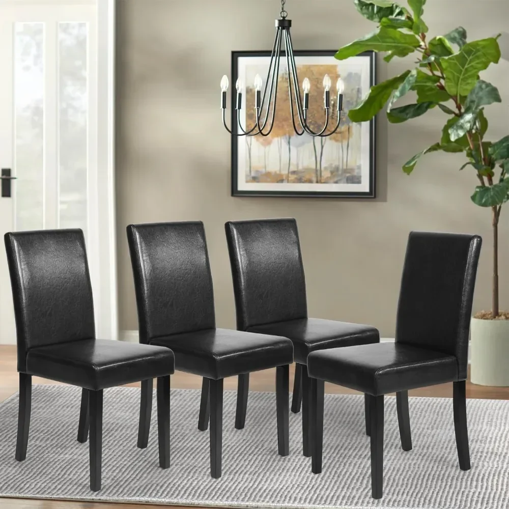 Dining Chairs Set of 4,Dining Room Chairs,Side PU Cushion Chairs with Waterproof Surface and Wood Legs,for Kitchen Restaurant