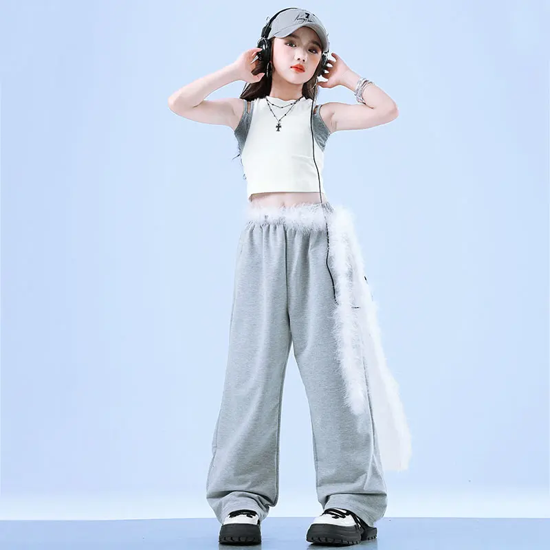 Mädchen K-pop Kleidung Crop Tops Sweat Hosen Street Dance Jogger Kinder Hip Hop Streetwear Kind Jazz Mädchen Gruppe kleidung Sets