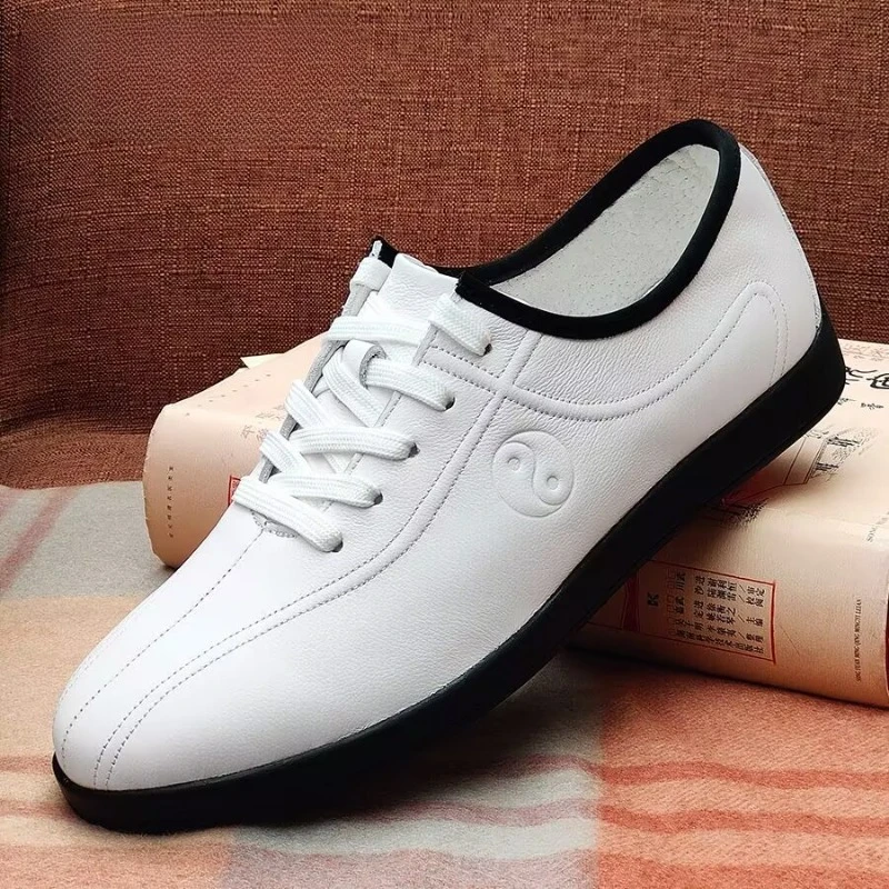 

2026 New Trend Genuine Leather Couple Tai Chi Shoes Anti Slip Soft Soled Men's Tai Chi Shoe Cowhide Martial Arts Sneakers