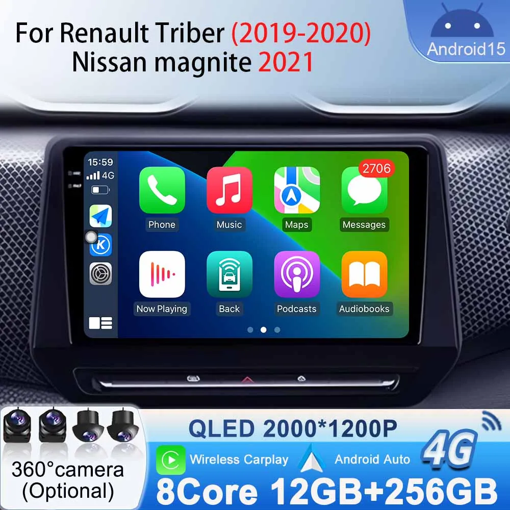 

Android 15 for Renault Triber 2019 - 2020 Nissan magnite 2021 Car Radio Stereo Bluetooth GPS Navigation Multimedia Video Player