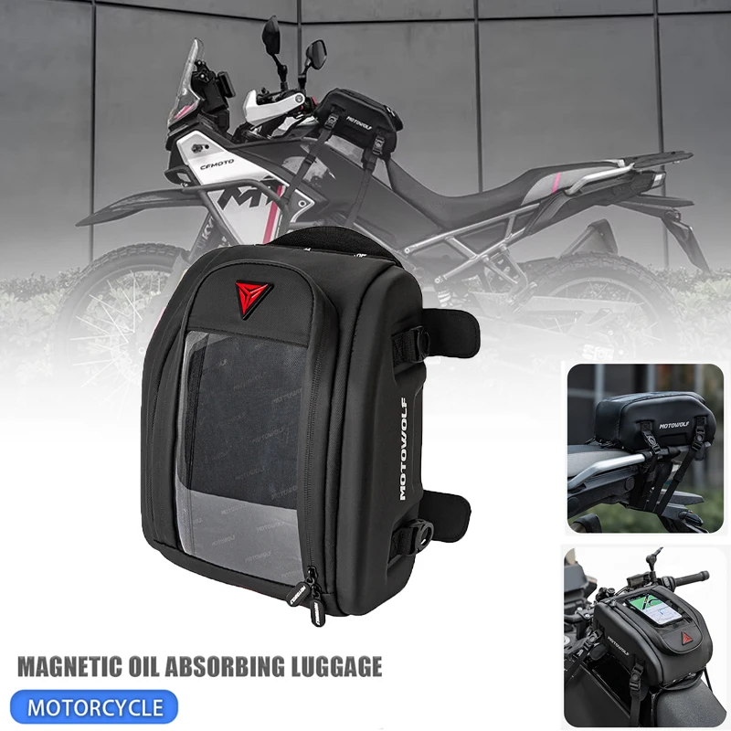 

Universal Motorcycle Magnetic Tank Bag Tank Bag 8L Riding Bag ForHarley Honda BMW Off-road Back seat bagTool Handbag rain cover