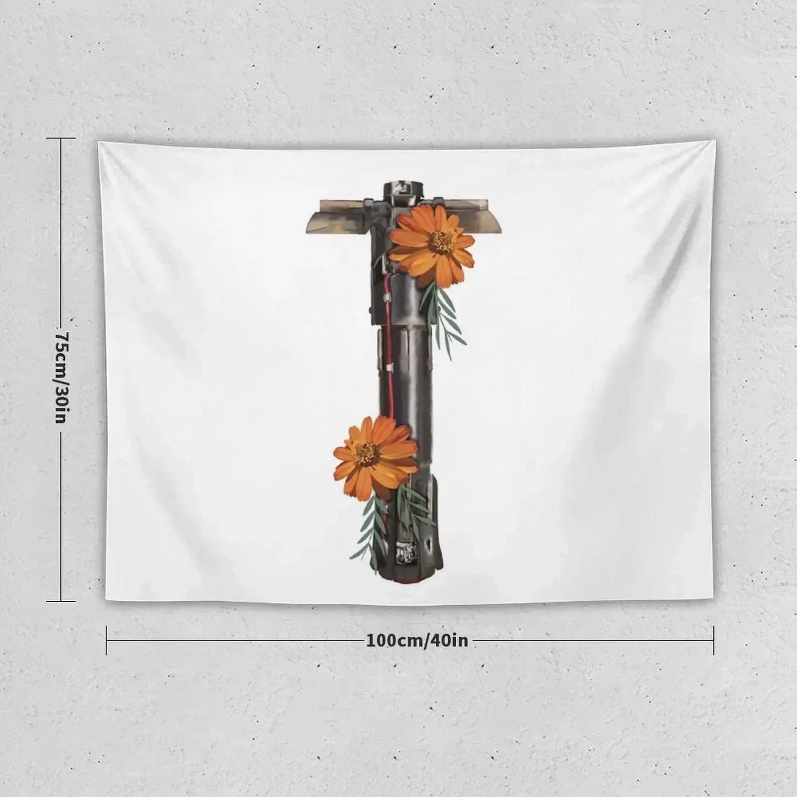 Lightsaber sprouting orange flowers Tapestry Home Decor Accessories Bedroom Decor Tapestry