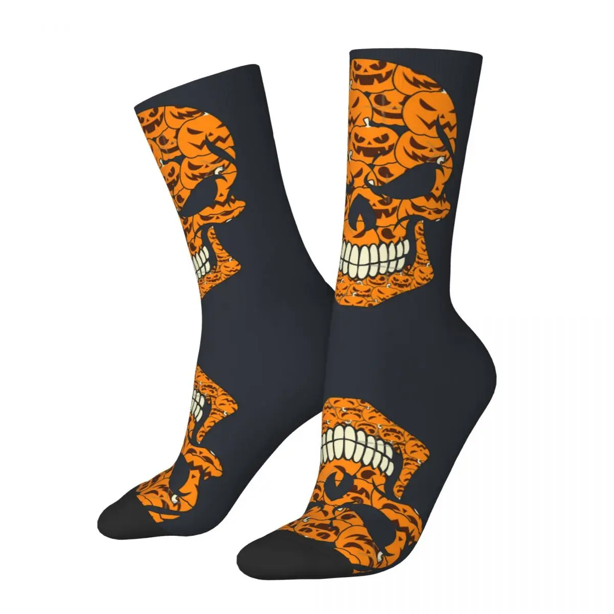 Skull Of Pumpkins And Jack O Lanterns Sary Halloween Men's Socks Unisex Skull and Pumpkin Pattern Printed Crew Sock  tops fugees