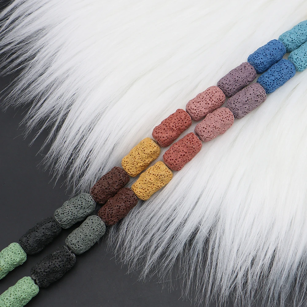 

Multi-Color Volcanic Rock Rectangular Bead 11x21mm Dyed Rough Semi-Precious Stone Straight-Hole Trendy Jewelry Accessory 1Strand