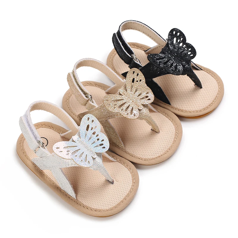 Baby Shoes Girl Cute Shiny PU Bow Summer Sandals Soft Sole Anti Slip Walking Shoes