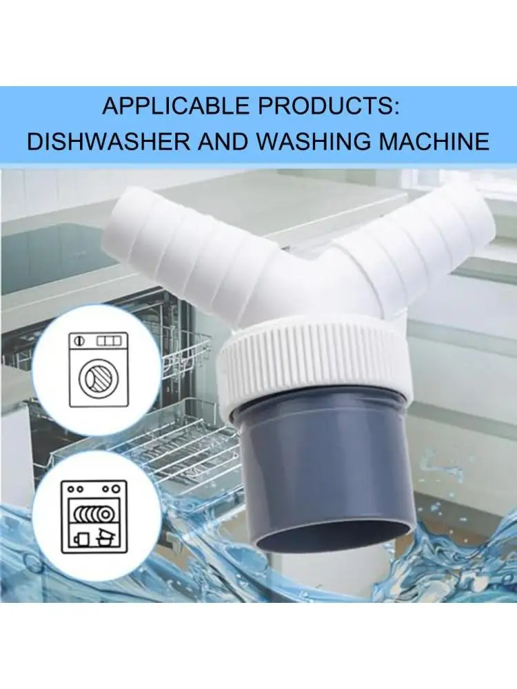 Afvoeradapter Dubbele aansluiting Y-type wasmachine 1/4 inch 40 mm Drieweg twee-in-één connectorconverter met klemmen - afbeelding 2