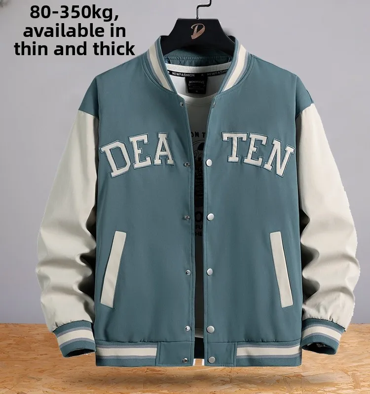 

Extra Large Baseball Jaet Men's Faion Fce Lined Oversize Trendy Fat Guy Coat Spring Autumn Winter Polyester Fabric