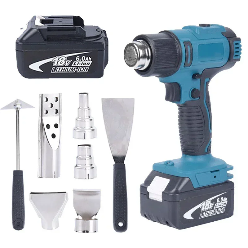 L18V Cordless Heat Gun Hot Air Machine High Power Lithium Rechargeable Heating Equipment Temperatures Adjustable Glue Gun 1200W