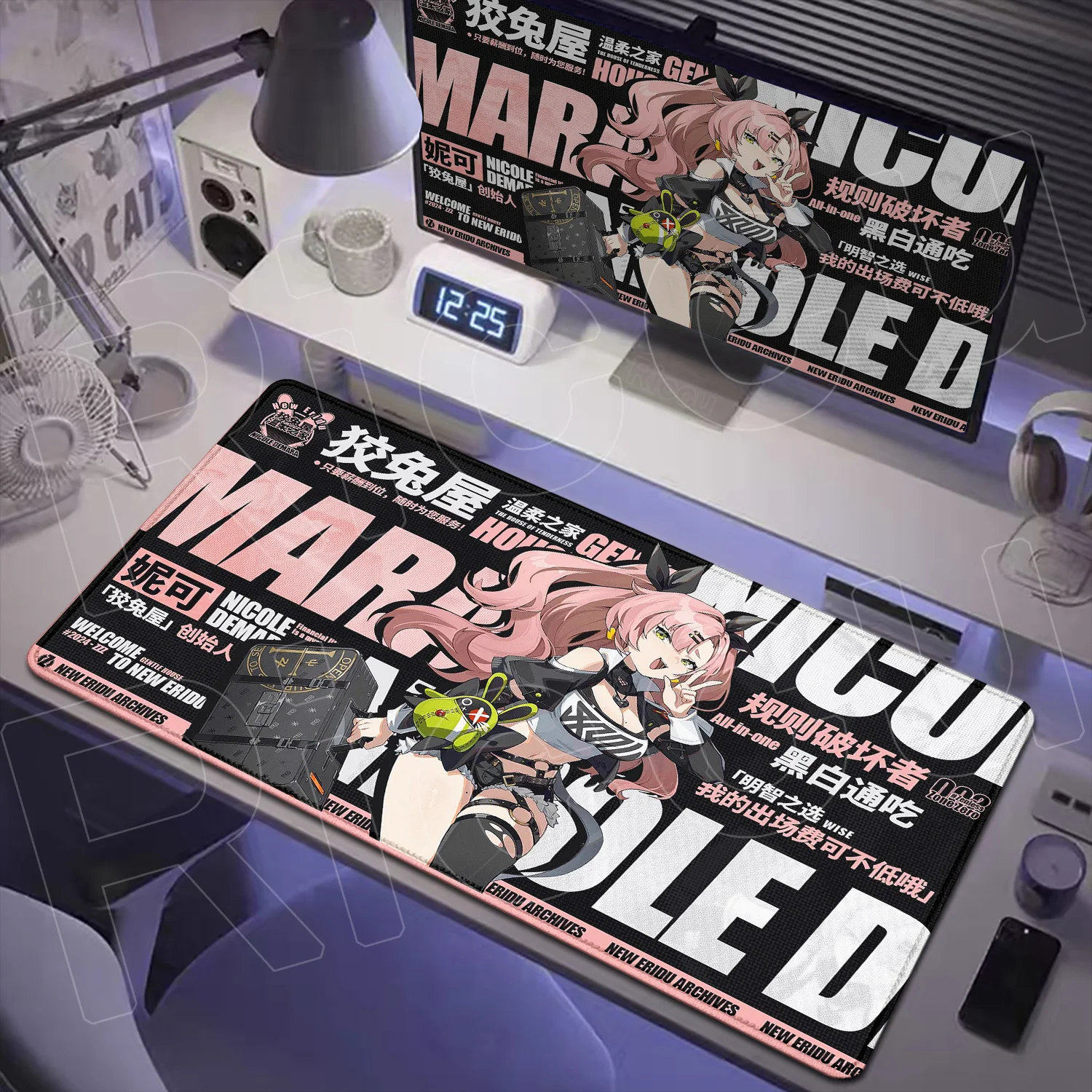 

Kawaii Nicole Demara Laptop Table Pad 40x90cm Anime Zenless Zone Zero Mouse Pad Large Gaming Company Non-slip Keyboard Mouse Mat