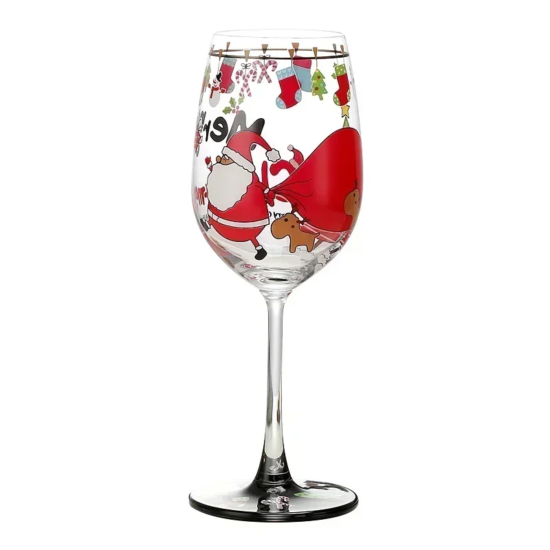 クリスマスのテーマのガラスの形をしたカップ,16オンス,手描きの飲み物