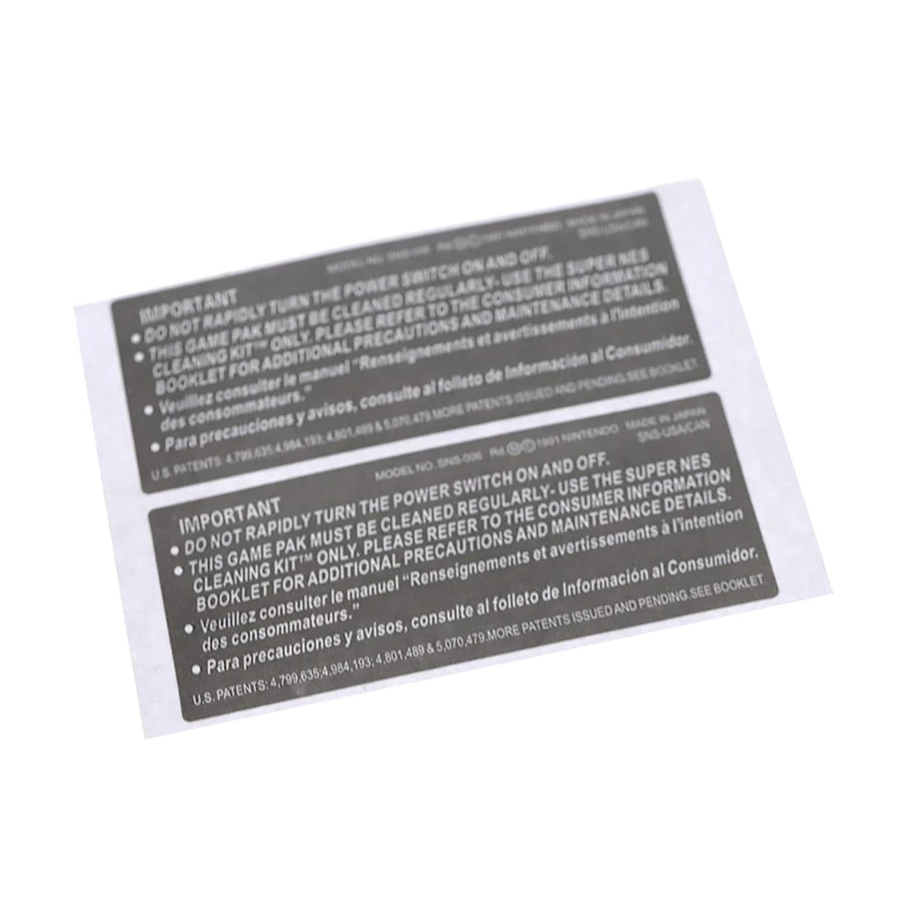 1 шт. наклейка на картридж SNES, картридж для игровой карты, черный корпус, наклейка на заднюю крышку, наклейка, наклейка, уплотнители, версия США