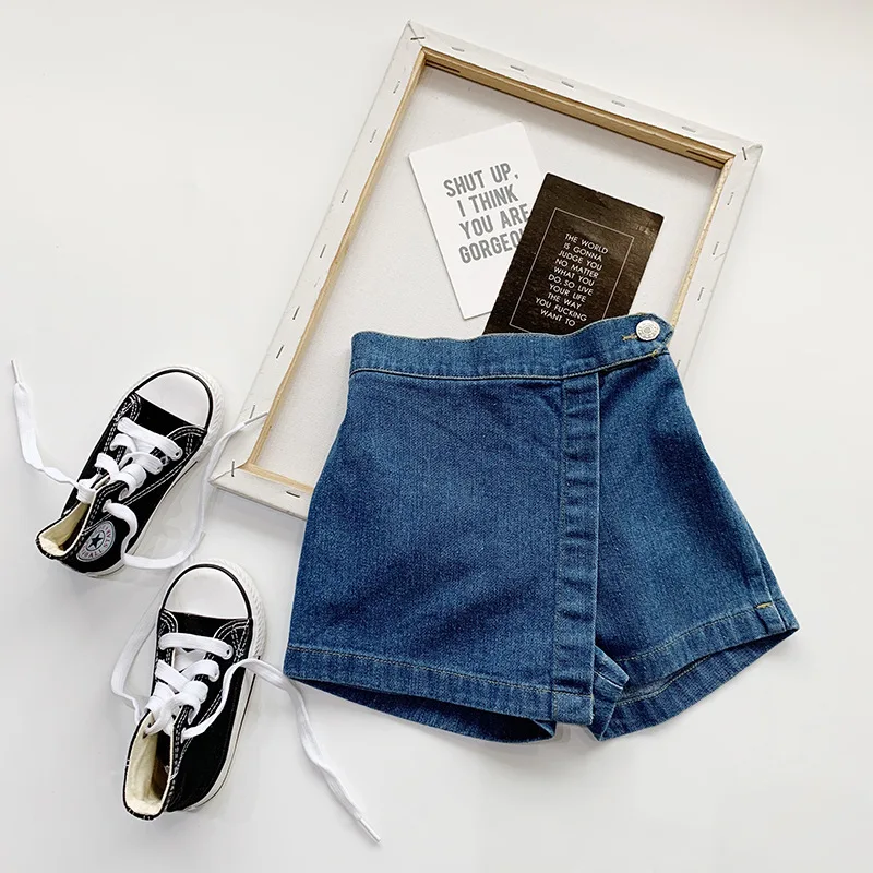 Children Denim Shorts 2024 Summer New Elastic Waist Girls Casual Fashion Skirt Solid Casual Baby Girls Skirts Special