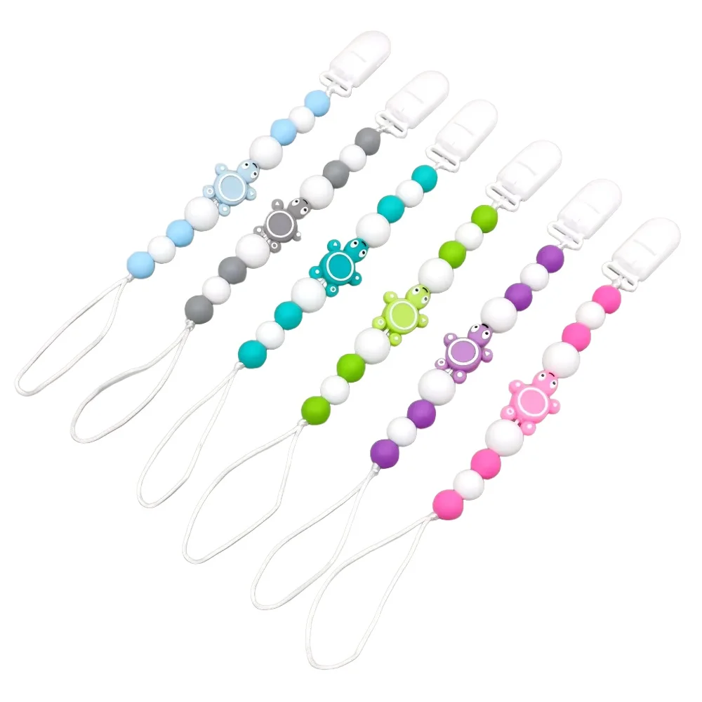 

Silicone Turtle Themed Baby Pacifier Clip Chain Nipple Holder Infant Soother Teether Essential Teeth Care Accessory for Infant