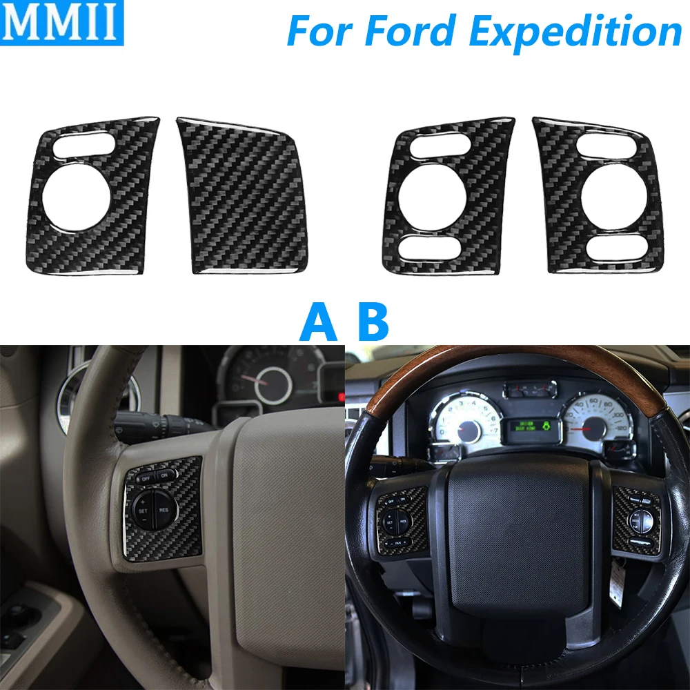 For Ford Expedition 2007-2014 Carbon Fiber Steering Wheel Button Panel Cover Trim Car Accessories Interior Decoration Sticker