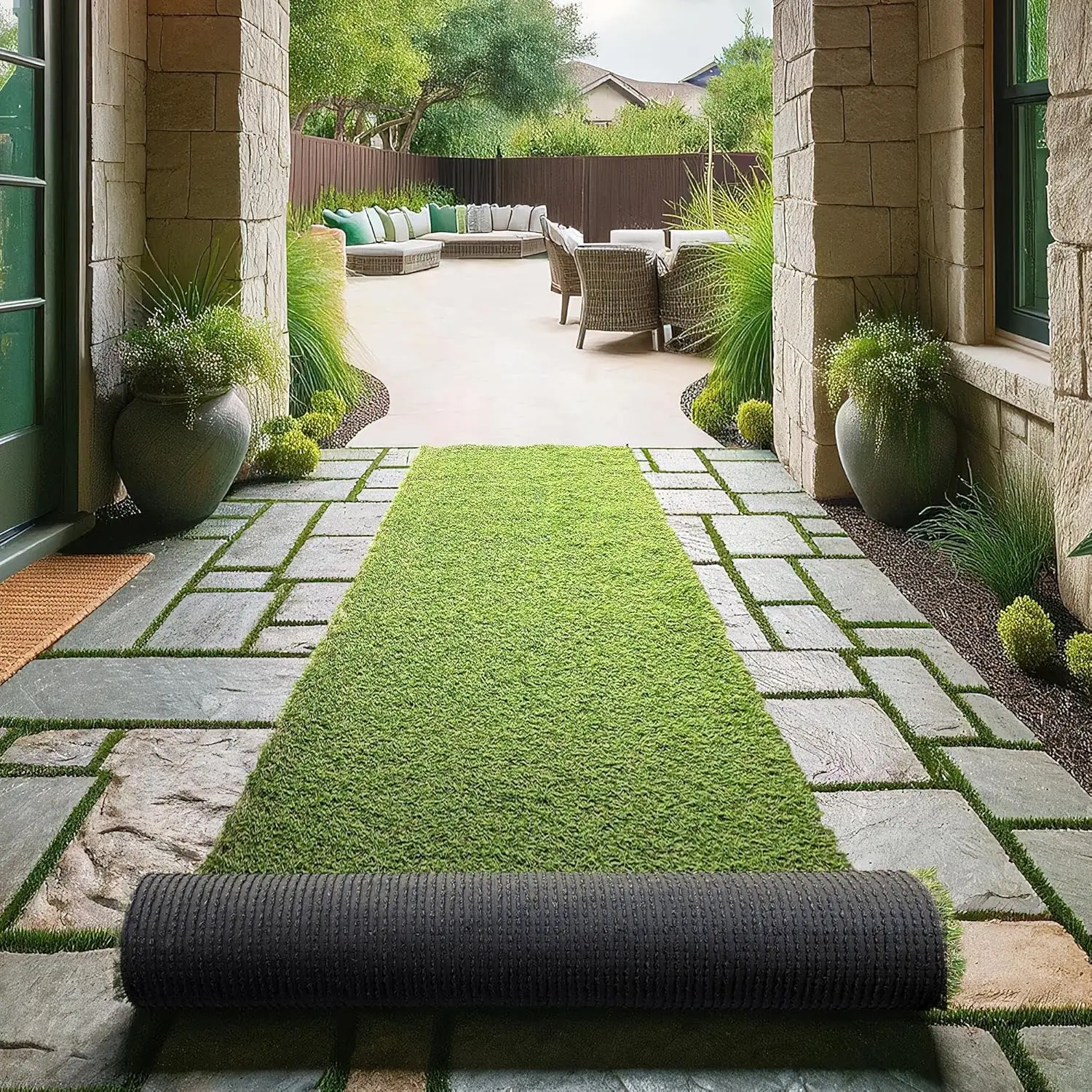 Ottomanson Realistic Artificial Grass Turf 2'7