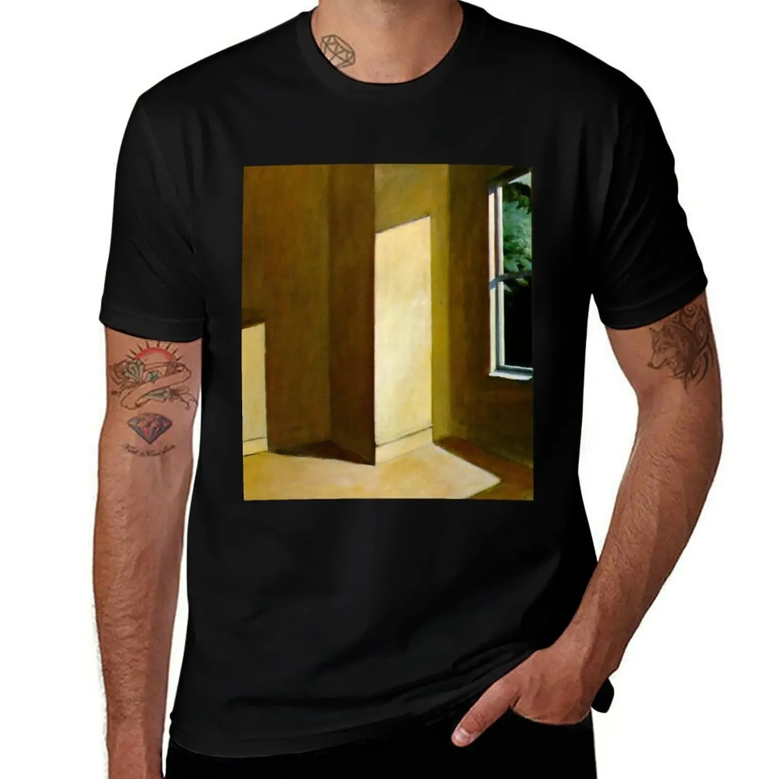 

Sun in an Empty Room-Edward Hopper T-Shirt tees blue archive shirts graphic tees tops slim fit t shirts for men