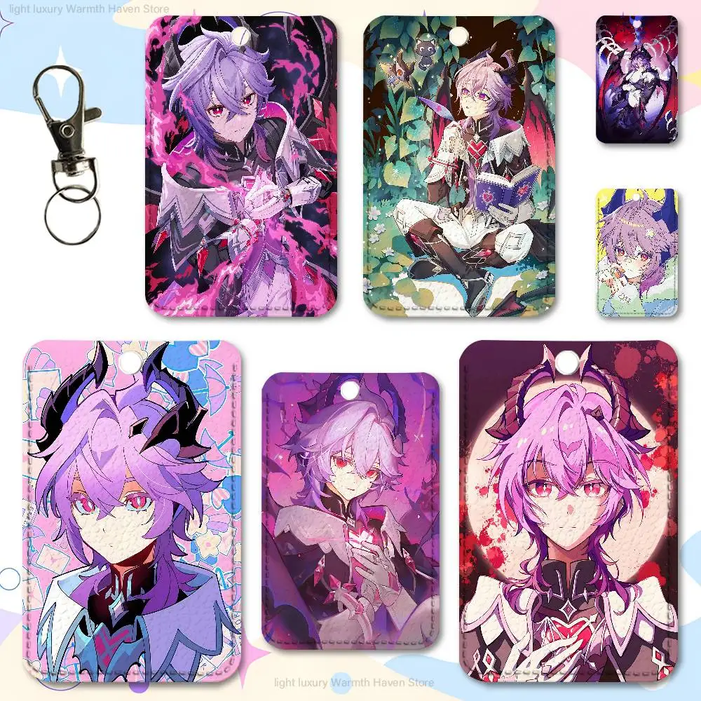 

G-Genshin Durin Impact Cute Cartoon Card Keychain Anime Fashion Pendant Bag ID Door Card Case Bus Card