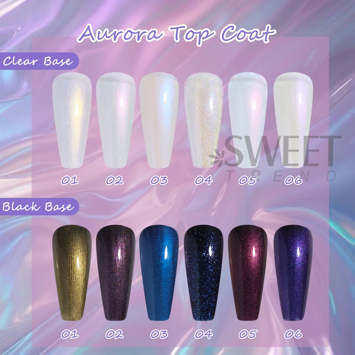 2 In 1 Iridescent Aurora Gel Nail Polish Shimmer Mermaid Soak Off Lacquer Sparkly Pearl UV Top Coat Manicure Varnish Decoration
