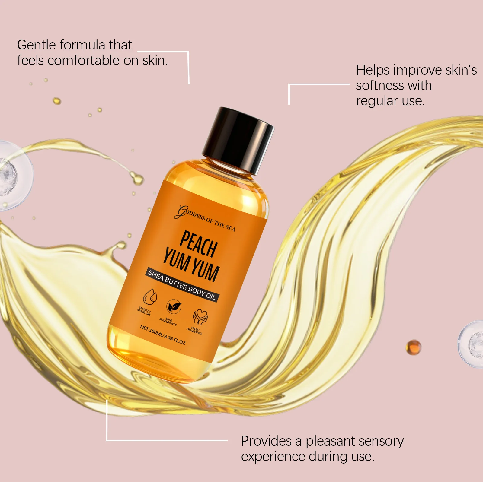 Shea Butter Nourishing Body Oil Moisturizing Dry Skin Brighten Skin Tone Repairing Improve Rough Skin Soothing Body Massage Oil