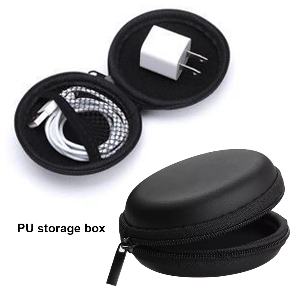 Portátil Fone de ouvido Storage Holder Case, Carrying Hard Bag Box, Case para fone de ouvido, Headphone Acessórios, Earbuds Card, Cabo USB, Sort