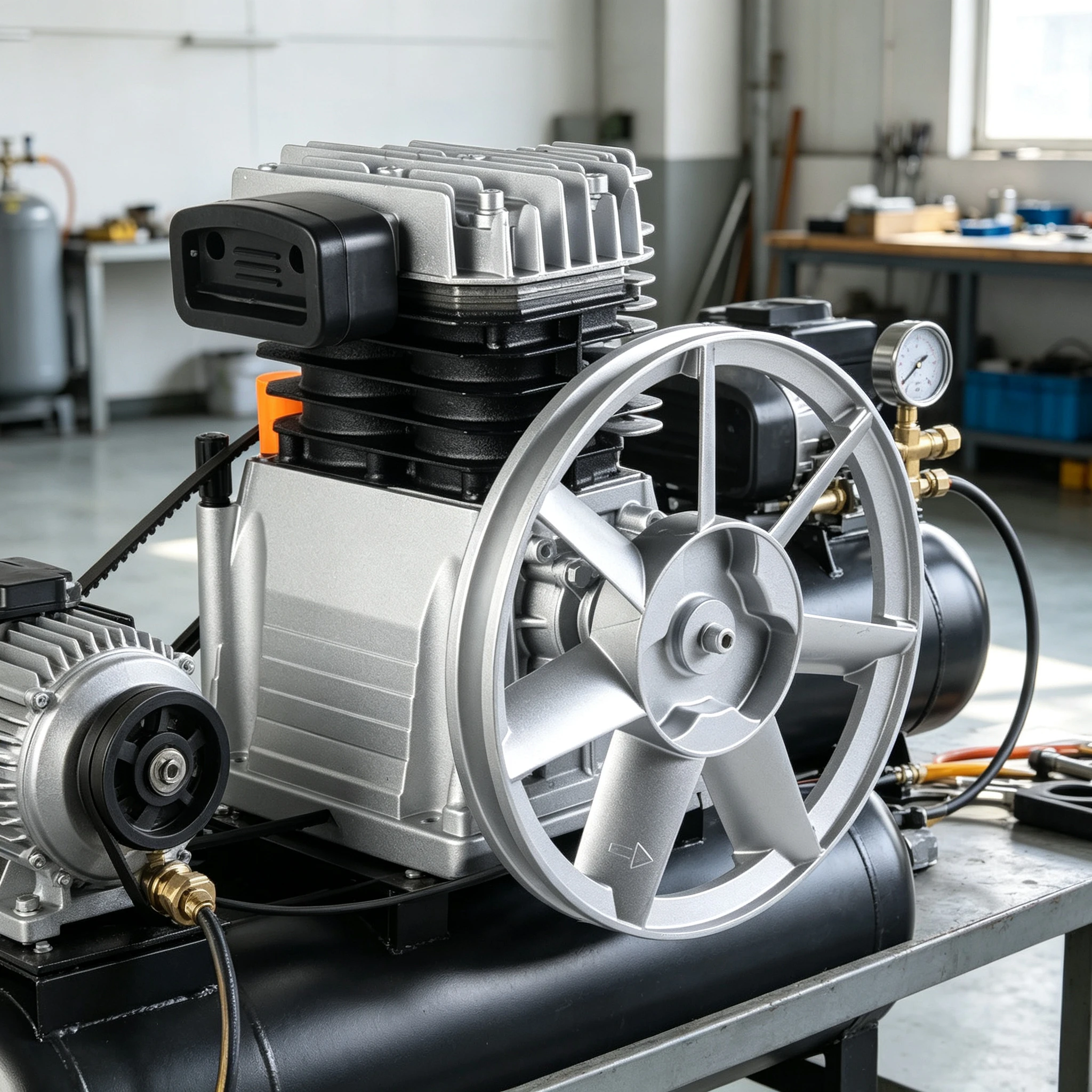 Twin Cylinder Piston Air Compressor Head Aluminum Alloy Heavy Duty Replacement for 2055 2065 2070 Industrial Use High Pressure