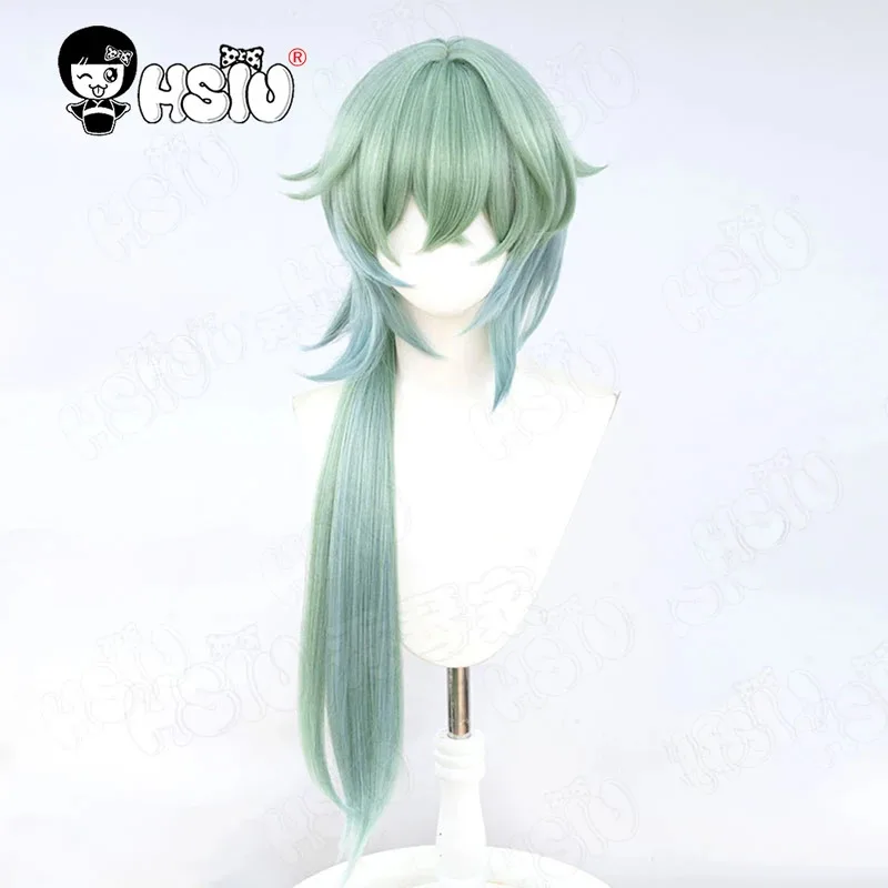 CyAnaxa شعر مستعار تأثيري الألياف شعر مستعار اصطناعي 「HSIU」 الفيروز مزيج الأزرق والأخضر شعر مستعار طويل + غطاء شعر مستعار لعبة هونكاي ستار السكك الحديدية Anaxagoras تأثيري