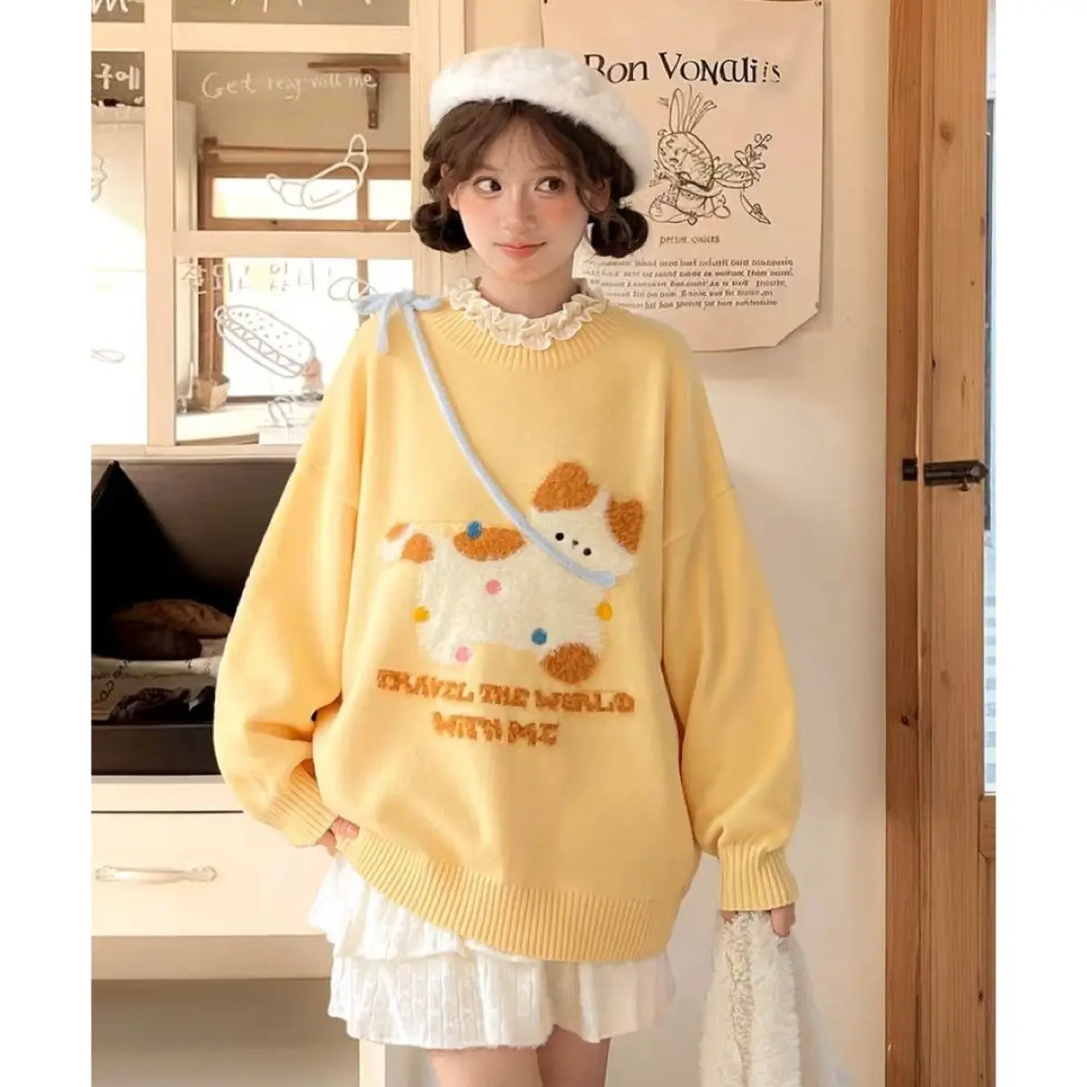 

Japan New Sweet Style Cute Design Sweater For Women Autumn Loose And Versatile Top