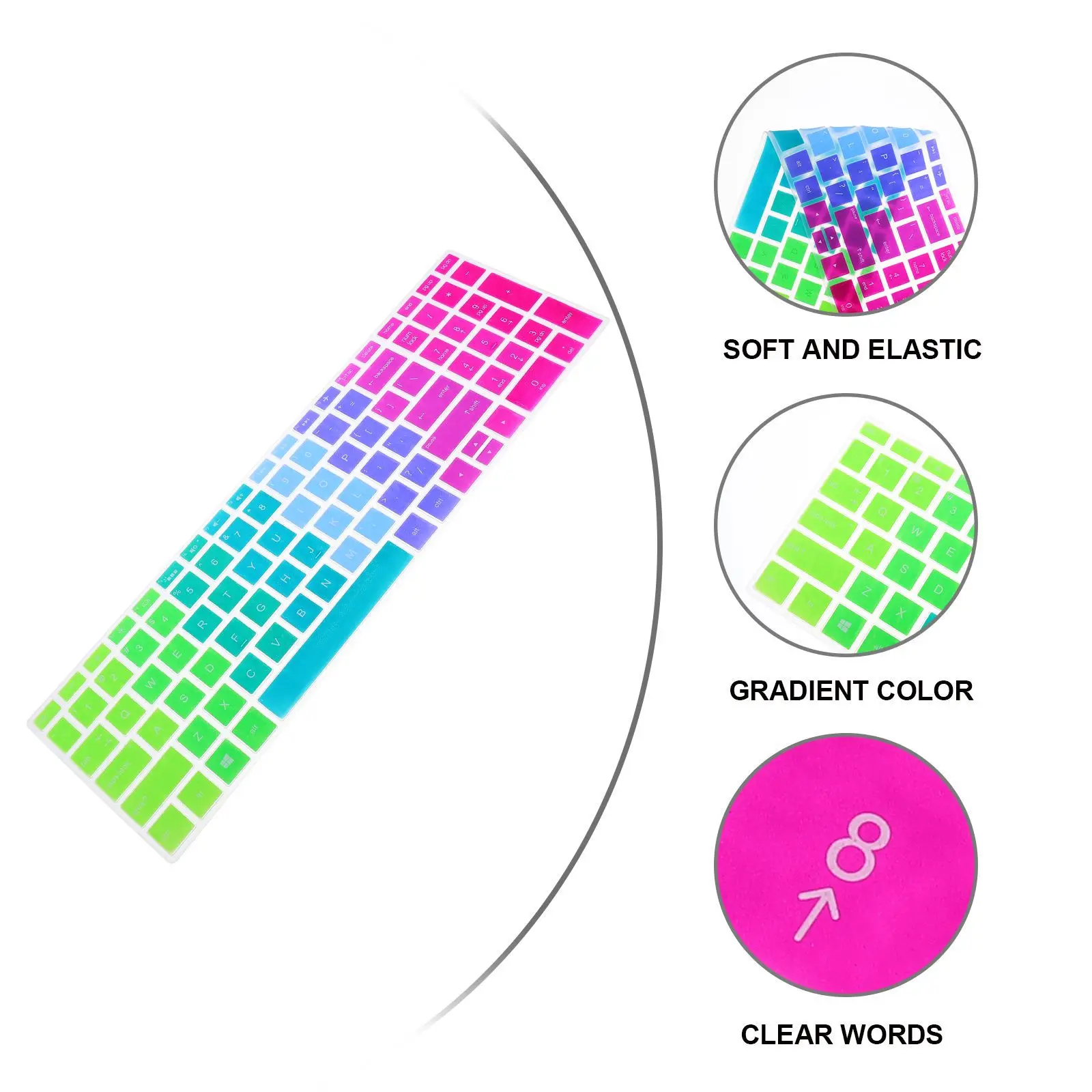 

1 Unit Colorful Keyboard Skin for 14-Bf Silicone Laptop Keyboard Cover Waterproof Dirt Resistant Scratch Protection Reusable