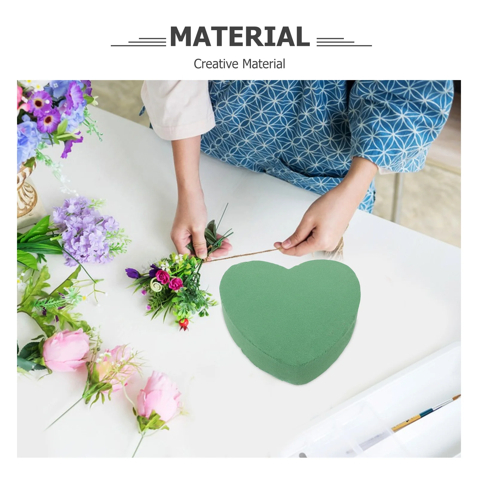 บล็อกโฟมเปียกสีเขียวรูปหัวใจลายดอกไม้ 4 ชิ้น ขนาด 7.66x7.27 นิ้ว สำหรับดอกไม้สด จัดดอกไม้ DIY ฐานสำหรับตกแต่งงานแต่งงานและวันวาเลนไทน์