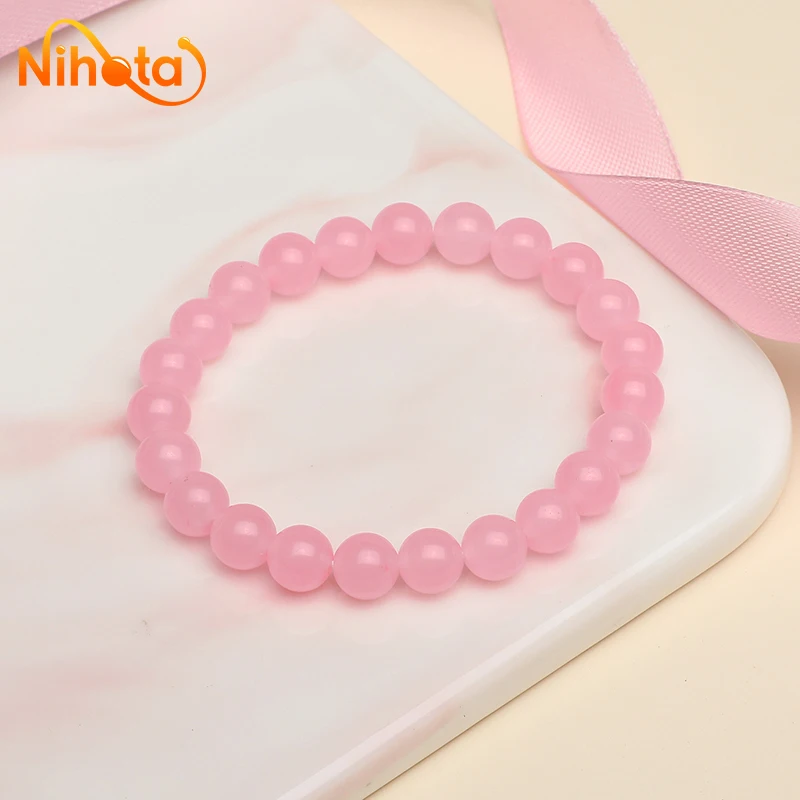 Pink Quartzite Bracelets Stone Bangle Gift for Lover Charm Accessories Protection Women Soul Jewelry Pulsera Hombre 6/8/10/12mm