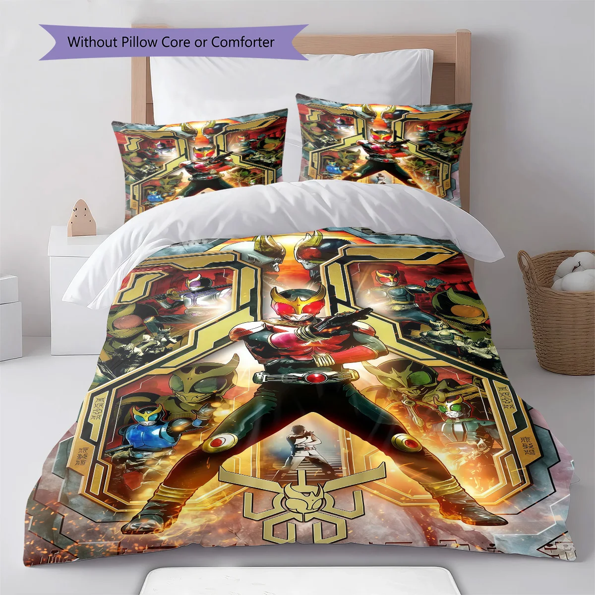 Kamen Rider Cool Pose Bedding Set Anime Duvet Cover Polyester Soft Comforter Bedroom Set -QJY
