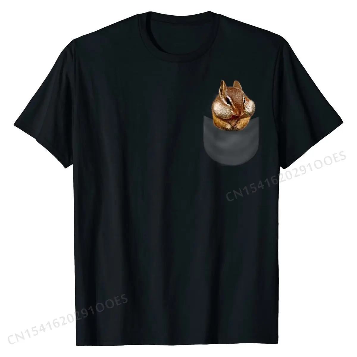 T-Shirt - Cute Chipmunk Hanging Out in Pocket, Squirrel Cute comfortable Tops & Tees Cotton Top T-shirts for Men Printed