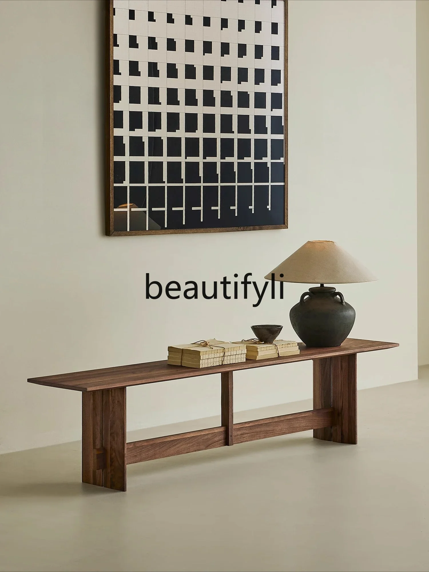 F45 Dining Stool North American Black Walnut Solid Wood Modern Simple Retro Home Long Stool