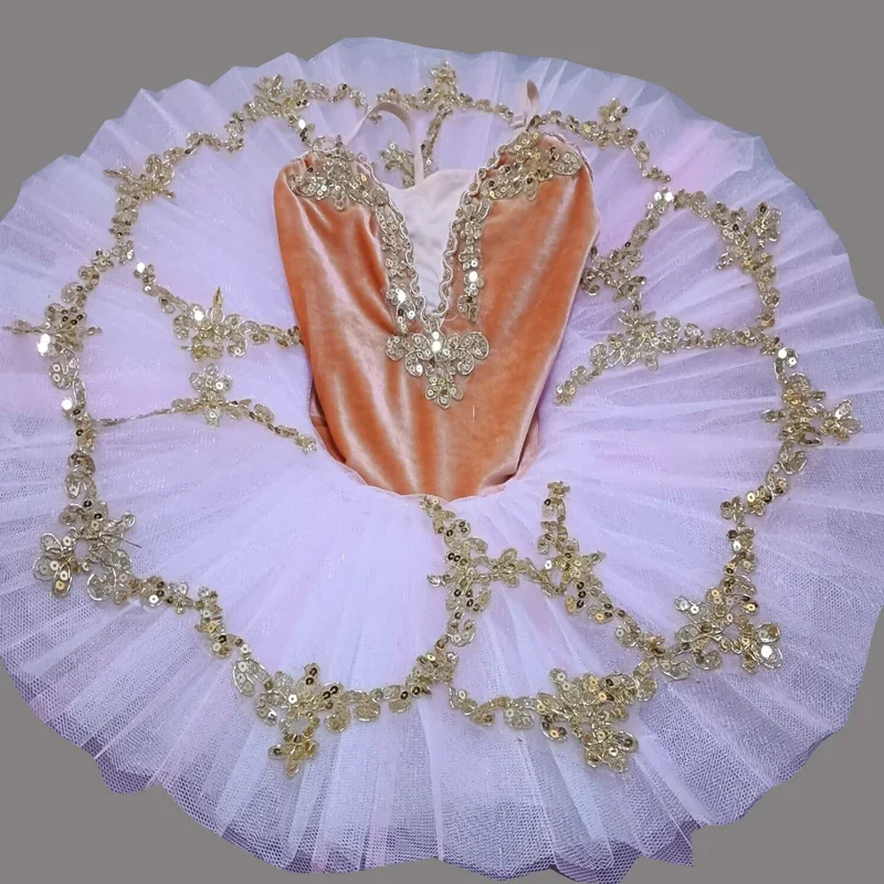 Orange Ballet Professional Swan Lake Ballet Tulle Performance Women's Ballet Stage Costume