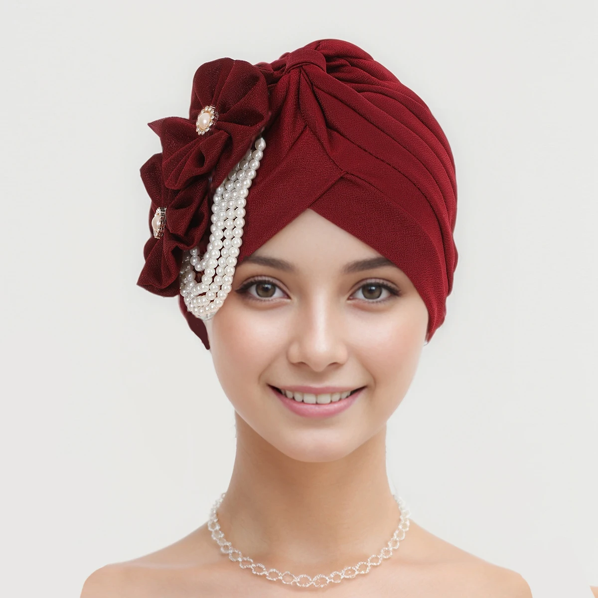 Perlen Perlen Turban Kappe für Frauen Blume Design weiblichen Kopf wickelt muslimischen Kopftuch Motorhaube Haarausfall Hut Abdeckung – Detail 21