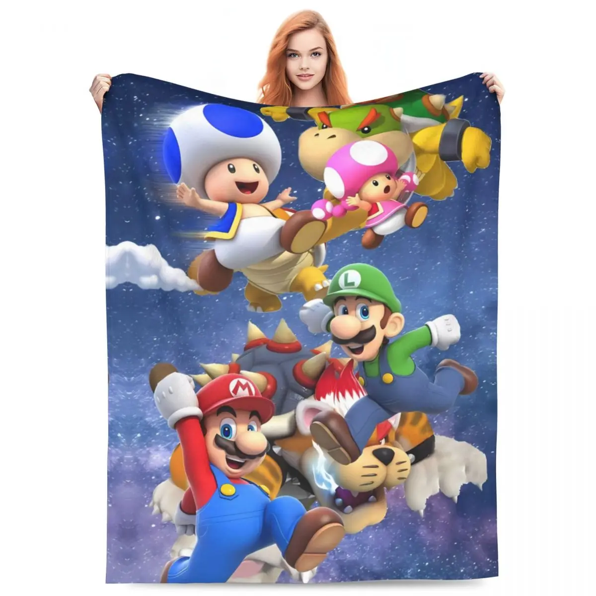 Mario Cartoon Blanket Quality Soft Warm Bedding Throws Spring Decorative Bedroom Aesthetic Bedspread