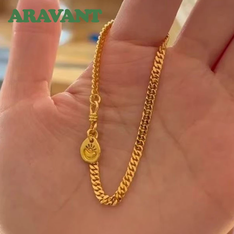 Aravant 925 Silver 18K Gold Cuban Bracelet Chains For Women Girls Fashion Wedding Jewelry