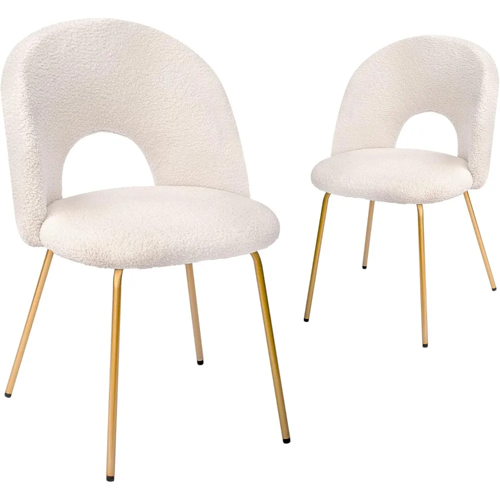 

Set of 2 Velvet Dining Chairs with Metal Legs for Living Room,Kitchen,White